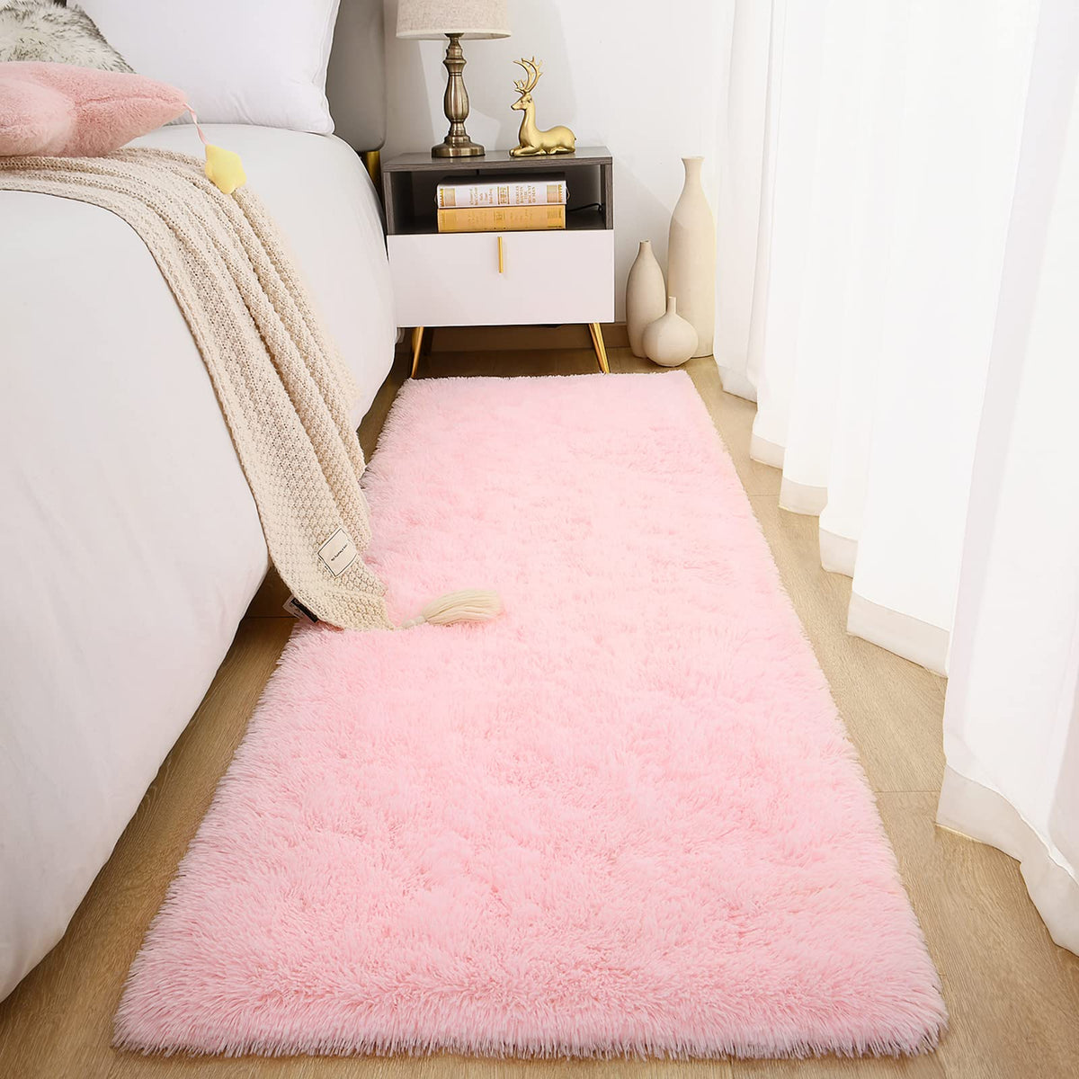 Chicrug Soft Runner Rug for Bedroom Living Room Plush Fluffy Rug 2x10