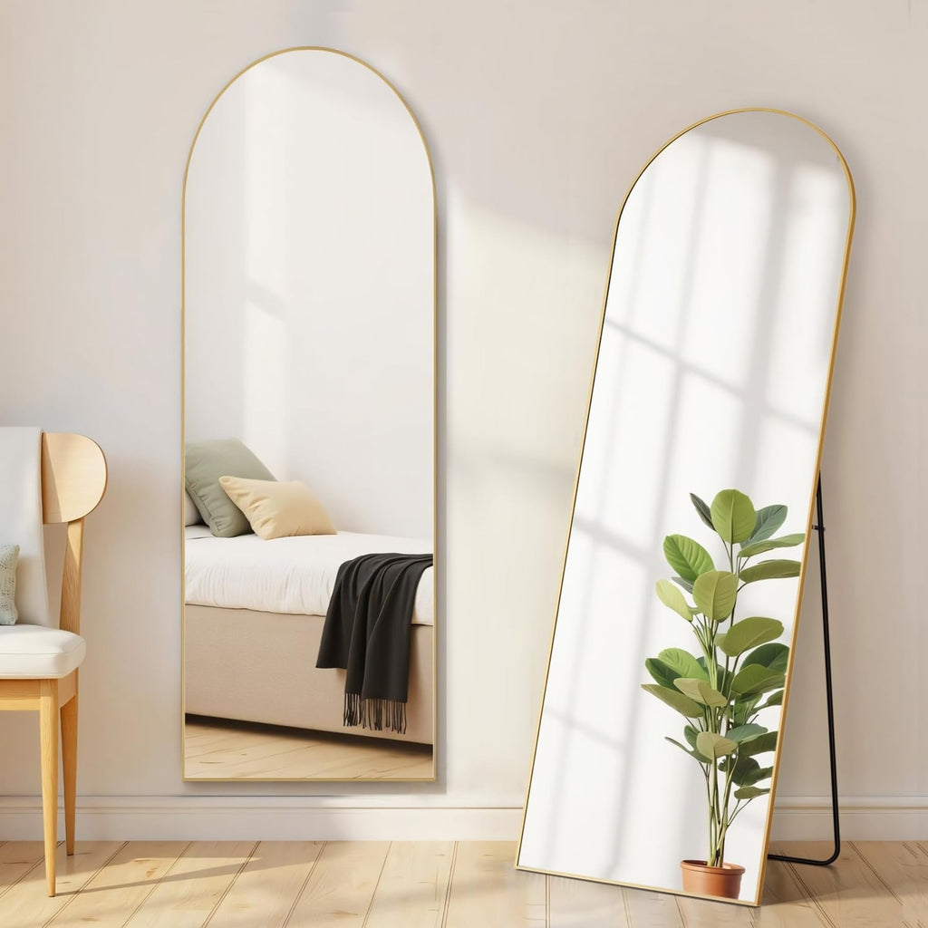 Aidoly Mirror Full Length, Upgraded Body Wall Mirrors with Shatter-Proof Glass, Floor Standing, Hanging or Leaning, Tall Mirror with Stand Aluminum Alloy Frame for Bedroom Cloakroom
