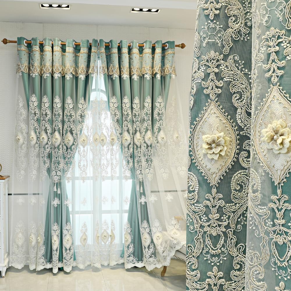 YAJUYunLin French-Style Layered Embroidered Curtains