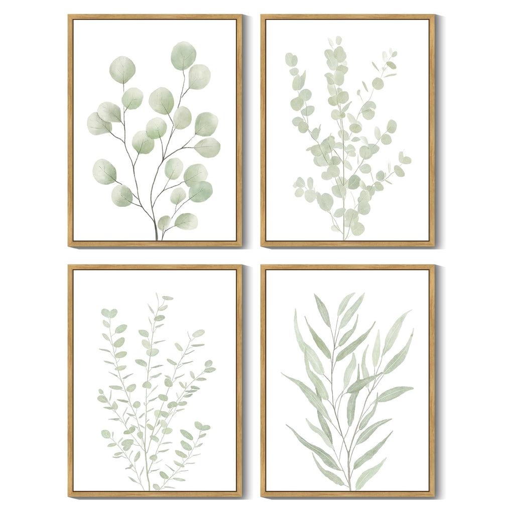 Drsoum Botanical Plant Framed Wall Art Boho Wall Decor for Bathroom Sage Green Eucalyptus Leaf Prints Minimalist Aesthetic