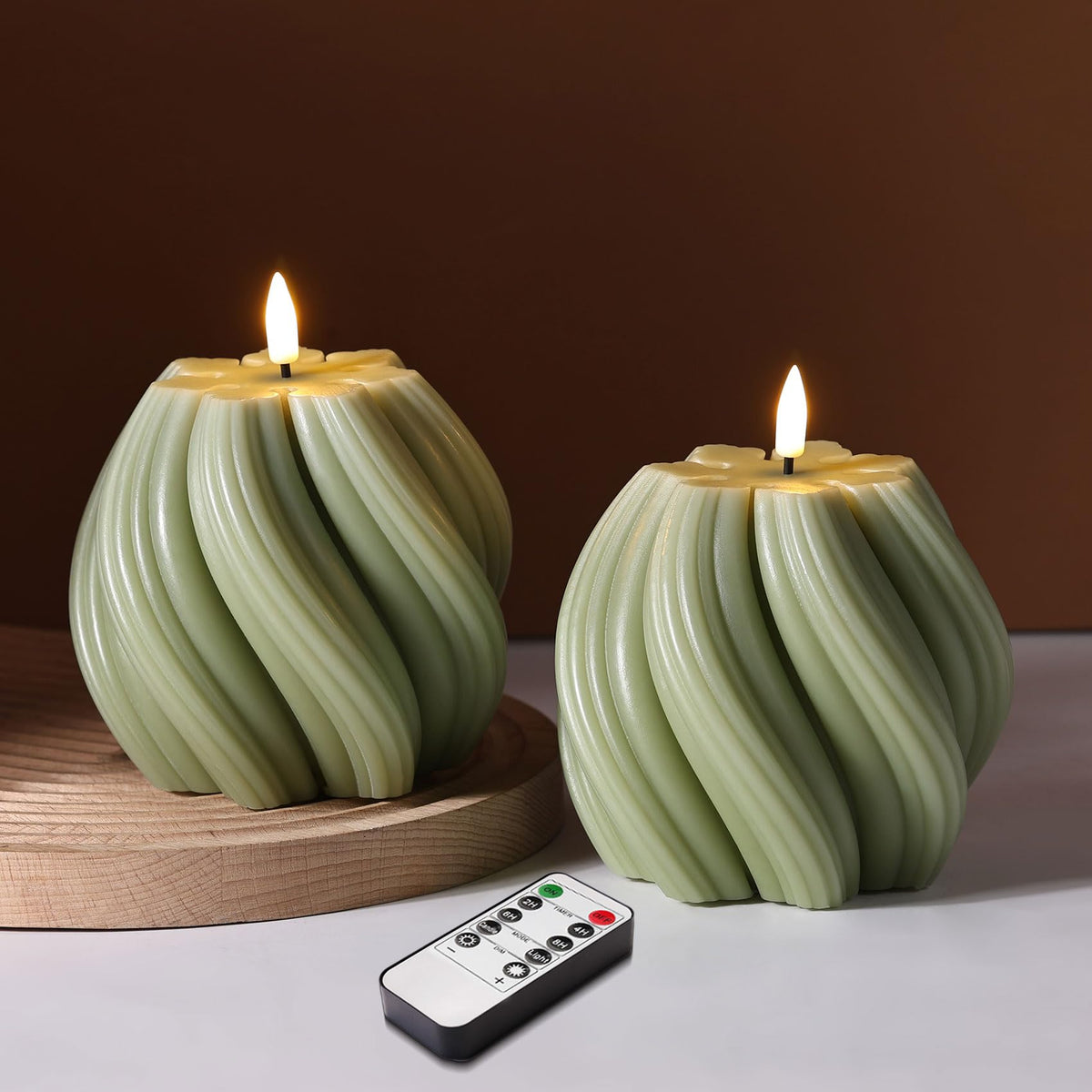Girimax Swirl Flickering Flameless Candles with Remote Timer