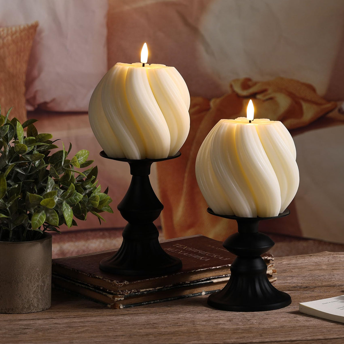 Girimax Swirl Flameless Candles with Remote & Timer