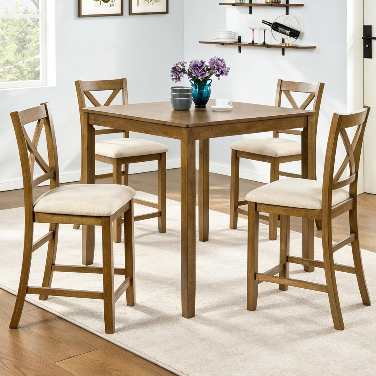 Harper & Bright Designs Wood Dining Table Set, Kitchen Furniture Set with with Table and Chairs
