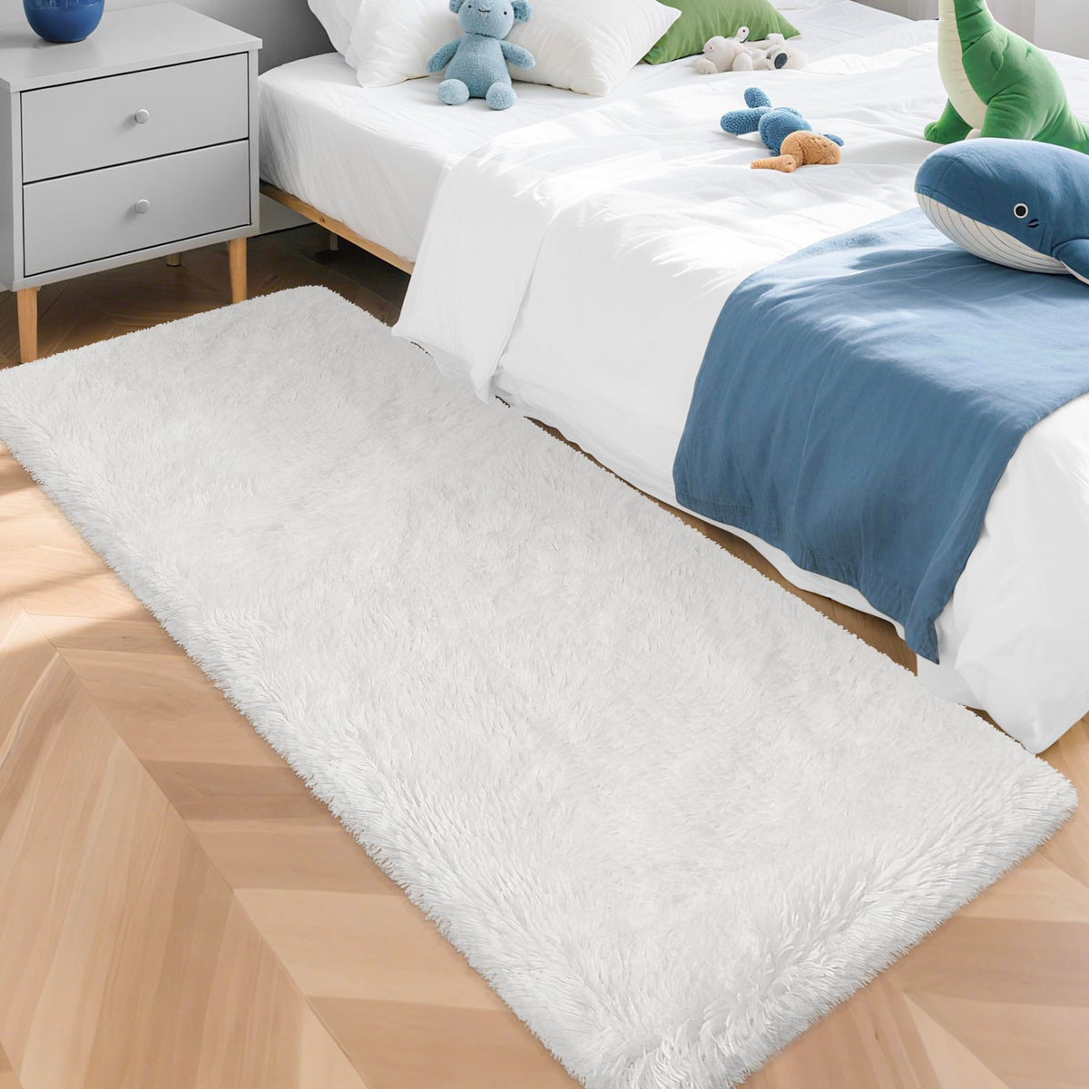 JiaoBaba Rainbow Tie-Dye Fluffy Area Rug for Kids