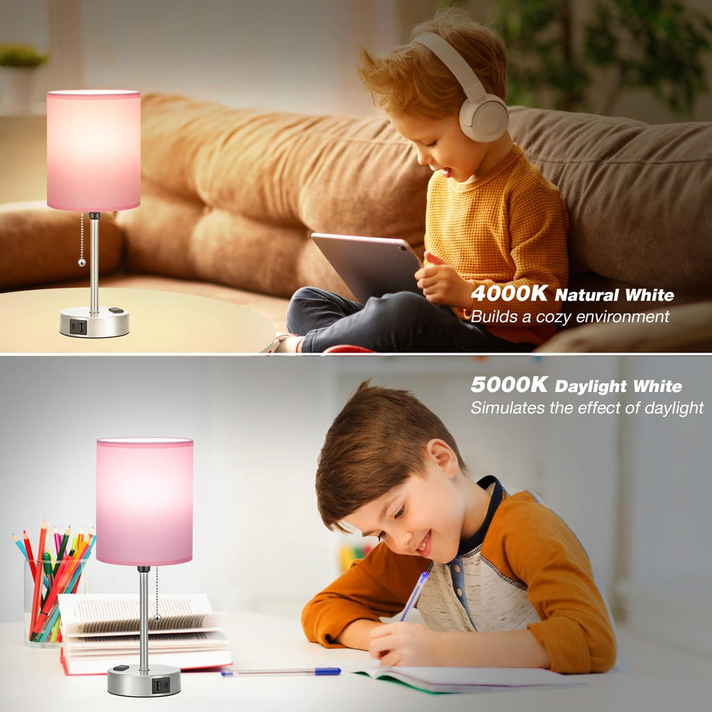Dicoool Pull Chain Bedside Lamps for Bedroom,Small Lamp