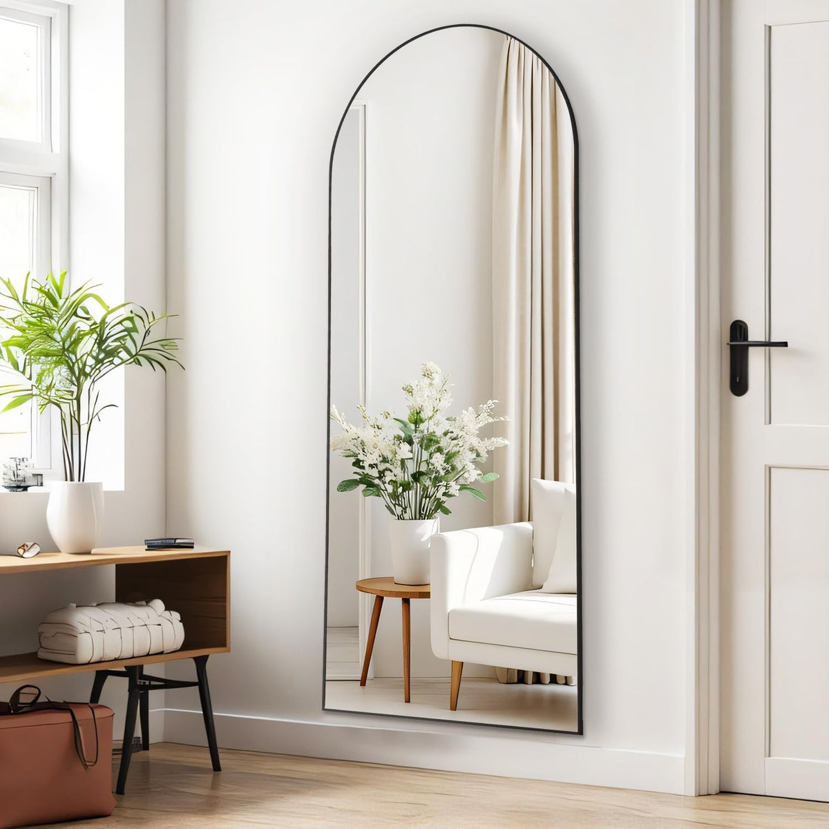 Aidoly Mirror Full Length, Upgraded Body Wall Mirrors with Shatter-Proof Glass, Floor Standing, Hanging or Leaning, Tall Mirror with Stand Aluminum Alloy Frame for Bedroom Cloakroom