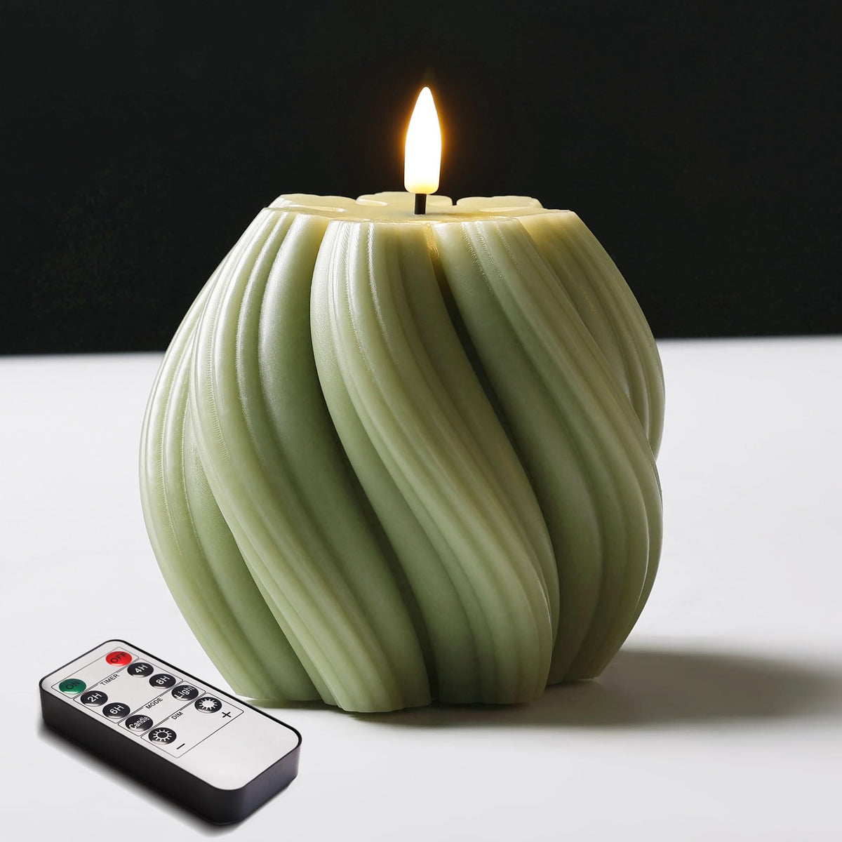 Girimax Swirl Flickering Flameless Candles with Remote Timer