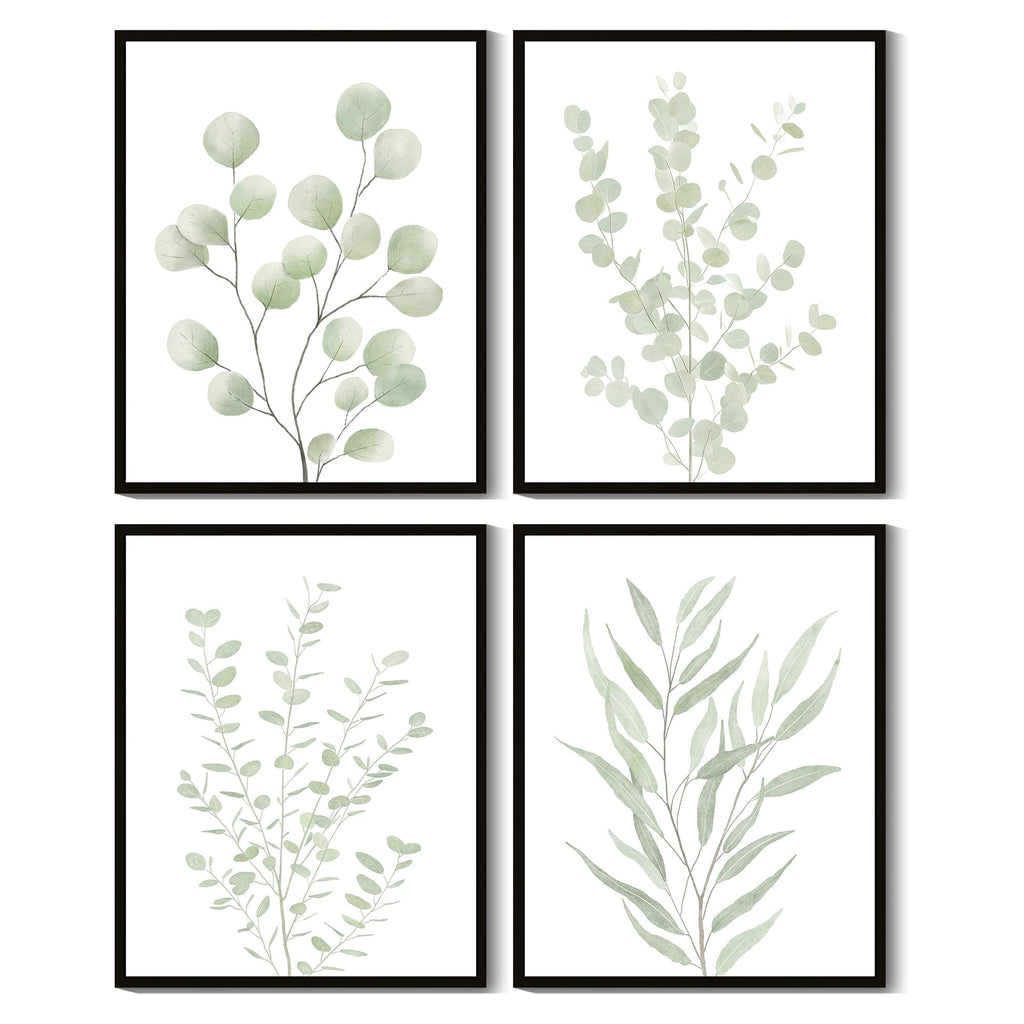 Drsoum Botanical Plant Framed Wall Art Boho Wall Decor for Bathroom Sage Green Eucalyptus Leaf Prints Minimalist Aesthetic