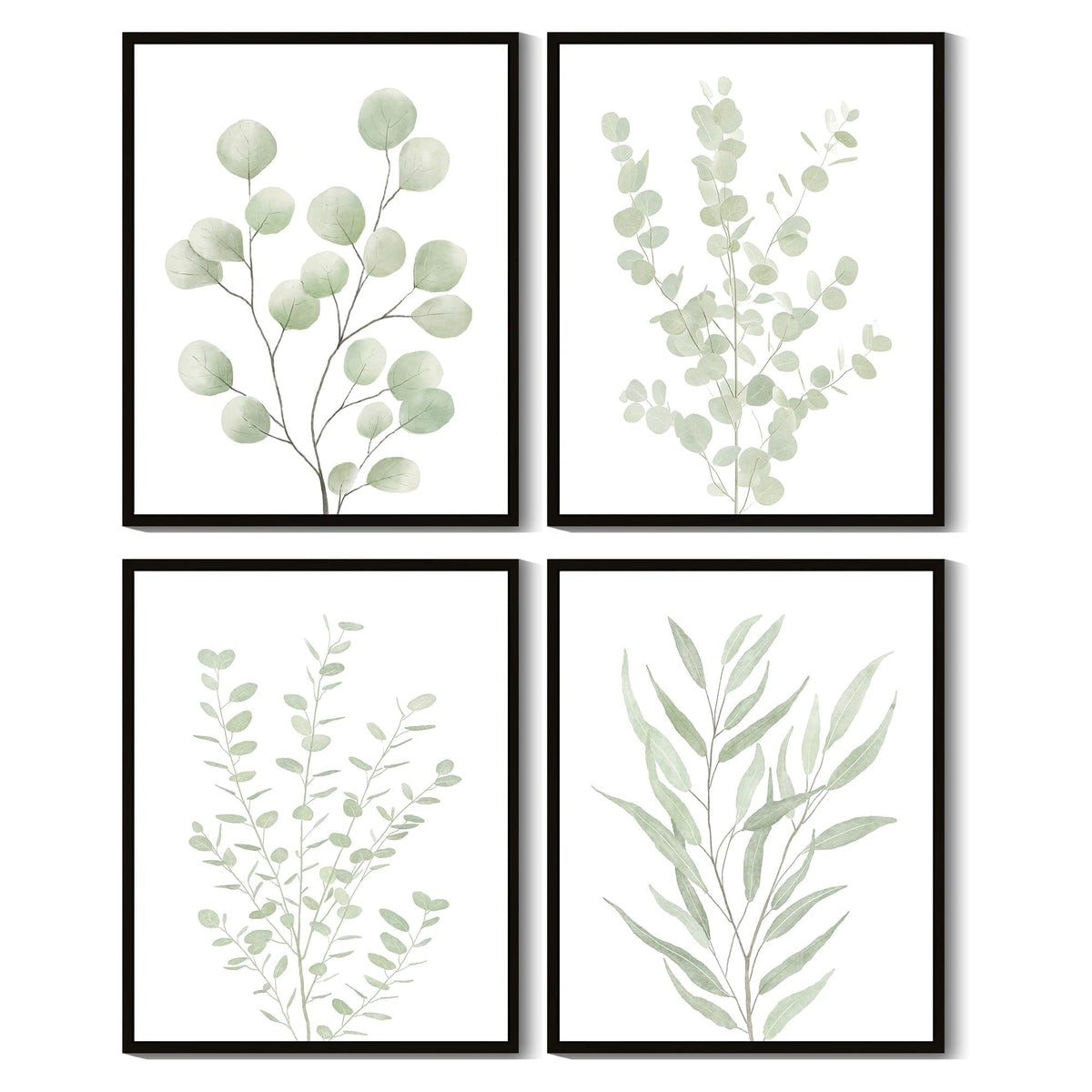 Drsoum Botanical Plant Framed Wall Art Boho Wall Decor for Bathroom Sage Green Eucalyptus Leaf Prints Minimalist Aesthetic