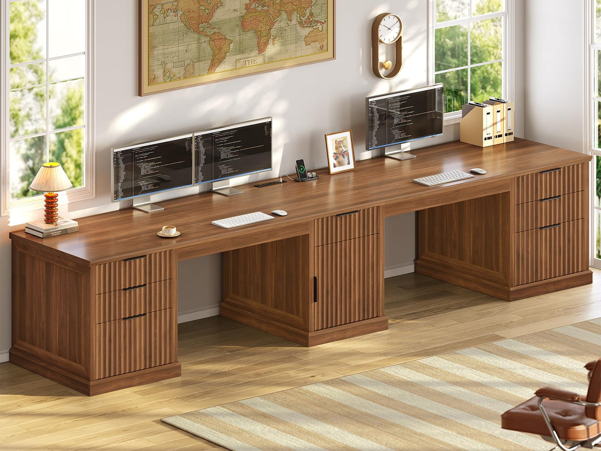 SEDETA Farmhouse Desk with Drawers for Home Office