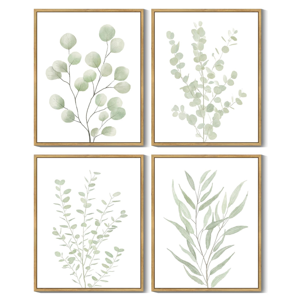 Drsoum Botanical Plant Framed Wall Art Boho Wall Decor for Bathroom Sage Green Eucalyptus Leaf Prints Minimalist Aesthetic