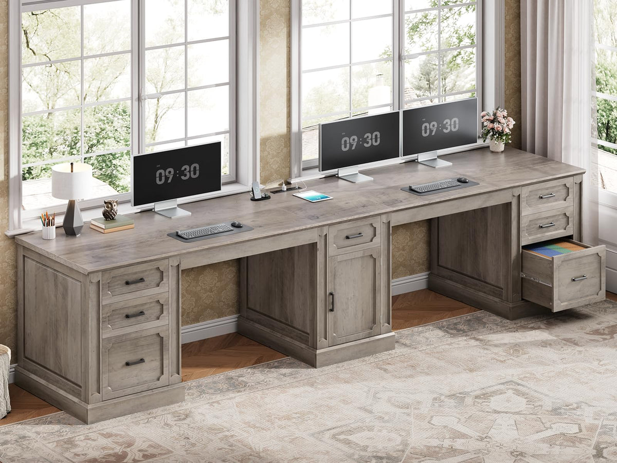 SEDETA Farmhouse Desk with Drawers for Home Office