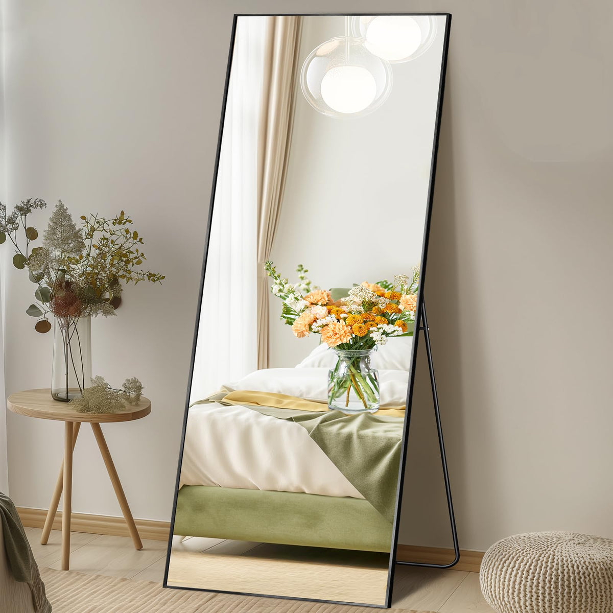 Aidoly Mirror Full Length, Upgraded Body Wall Mirrors with Shatter-Proof Glass, Floor Standing, Hanging or Leaning, Tall Mirror with Stand Aluminum Alloy Frame for Bedroom Cloakroom