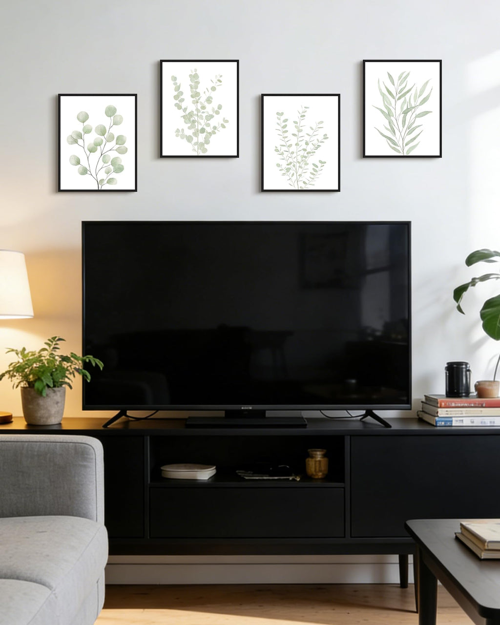 Drsoum Botanical Plant Framed Wall Art Boho Wall Decor for Bathroom Sage Green Eucalyptus Leaf Prints Minimalist Aesthetic