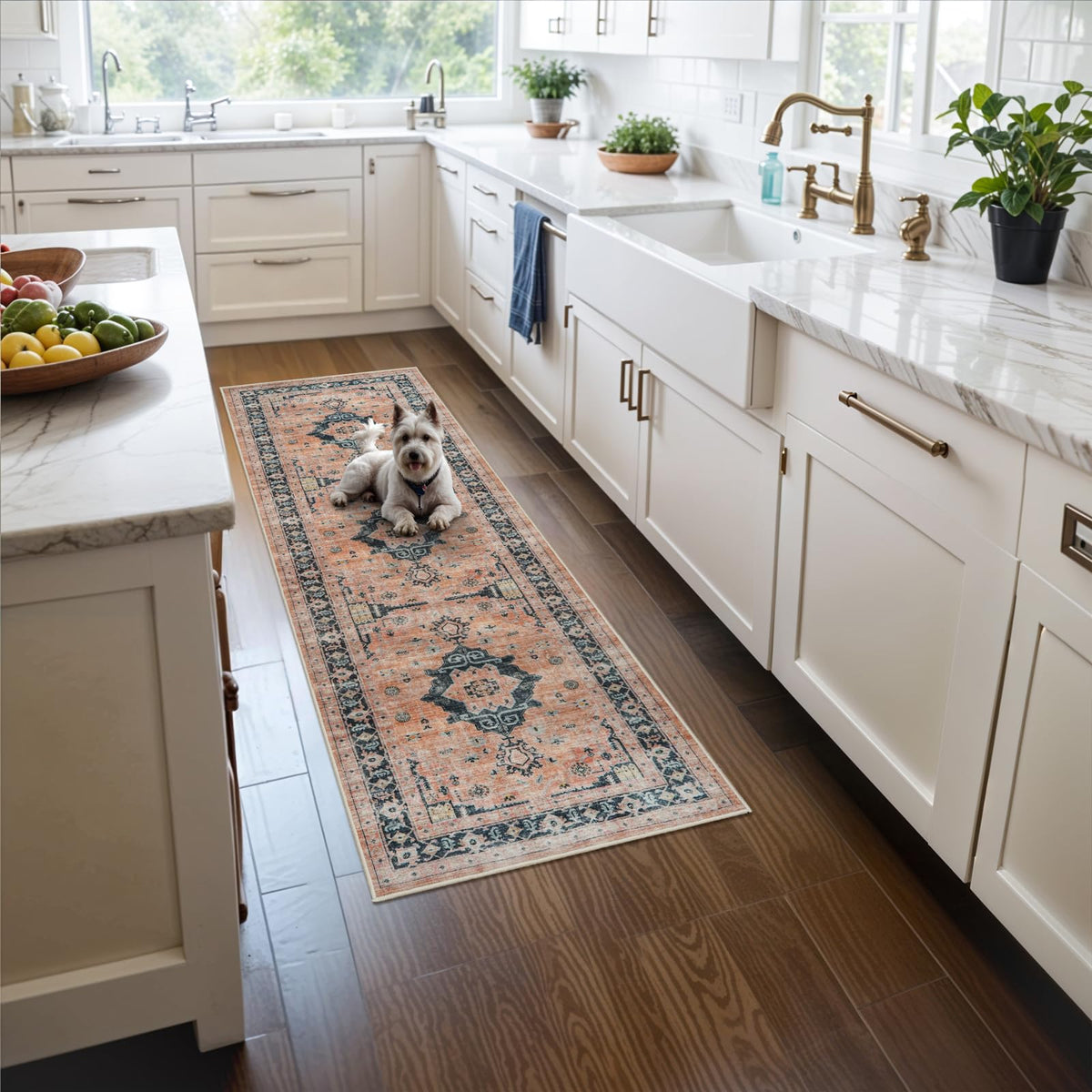 Vintage Washable Non-Slip Hallway Runner Rug, 2' x 7'