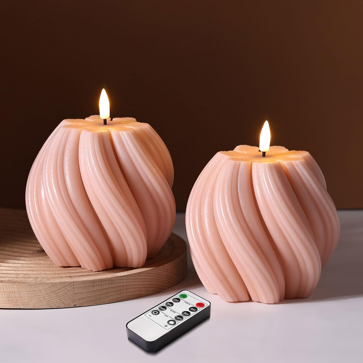 Girimax Swirl Flickering Flameless Candles with Remote Timer