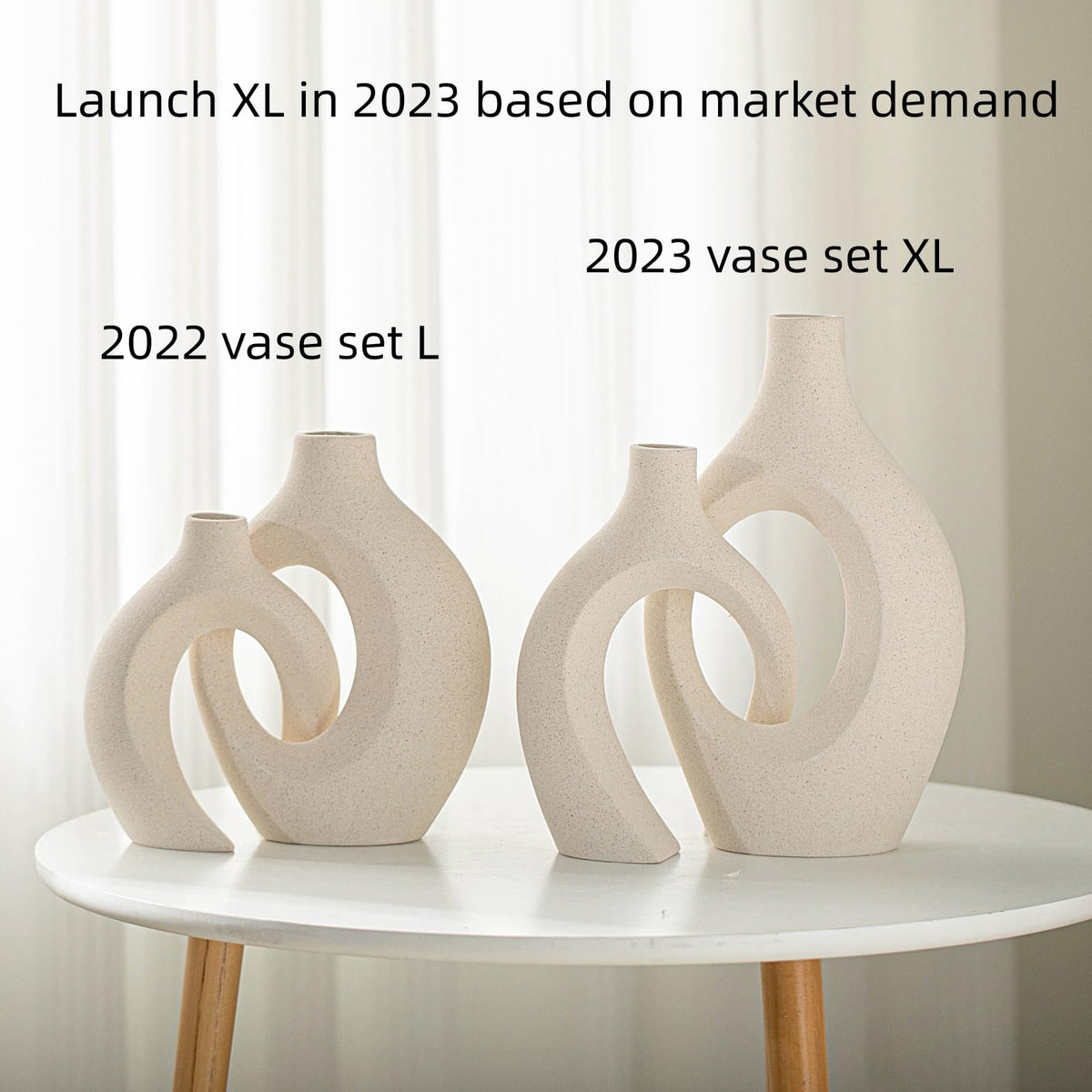 Lvases Cream White Hollow Ceramic Vase Set of 2 for Modern Book Shelf Decor, Nordic Boho Aesthetic Vase, Decorative Pampas Grass Vases for Home Dining Console Console Entry Table