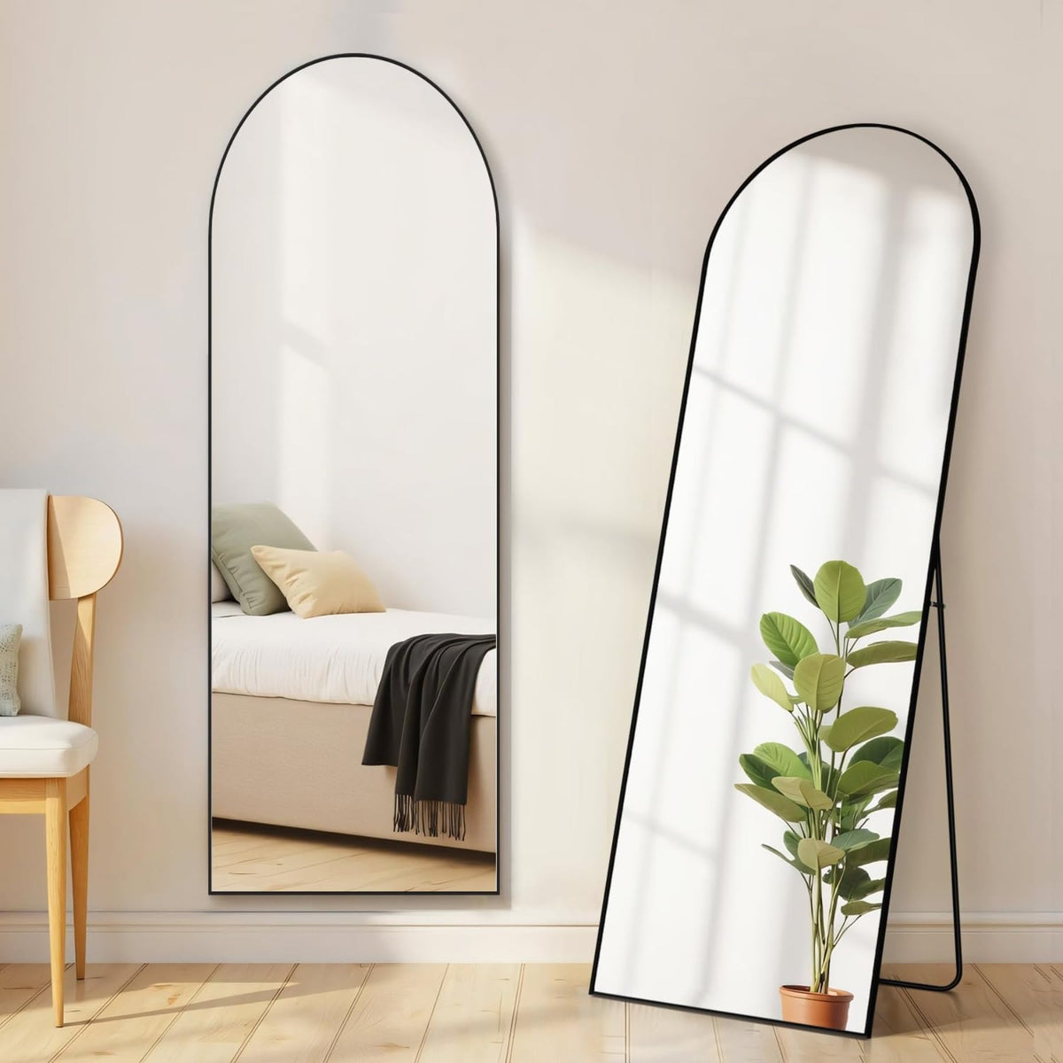 Aidoly Mirror Full Length, Upgraded Body Wall Mirrors with Shatter-Proof Glass, Floor Standing, Hanging or Leaning, Tall Mirror with Stand Aluminum Alloy Frame for Bedroom Cloakroom