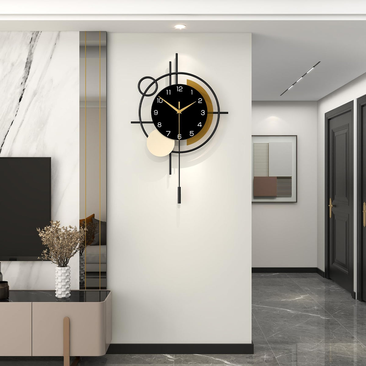 YIJIDECOR Large Wall Clocks for Living Room Decor Big Modern Wall Clock Battery Operated
