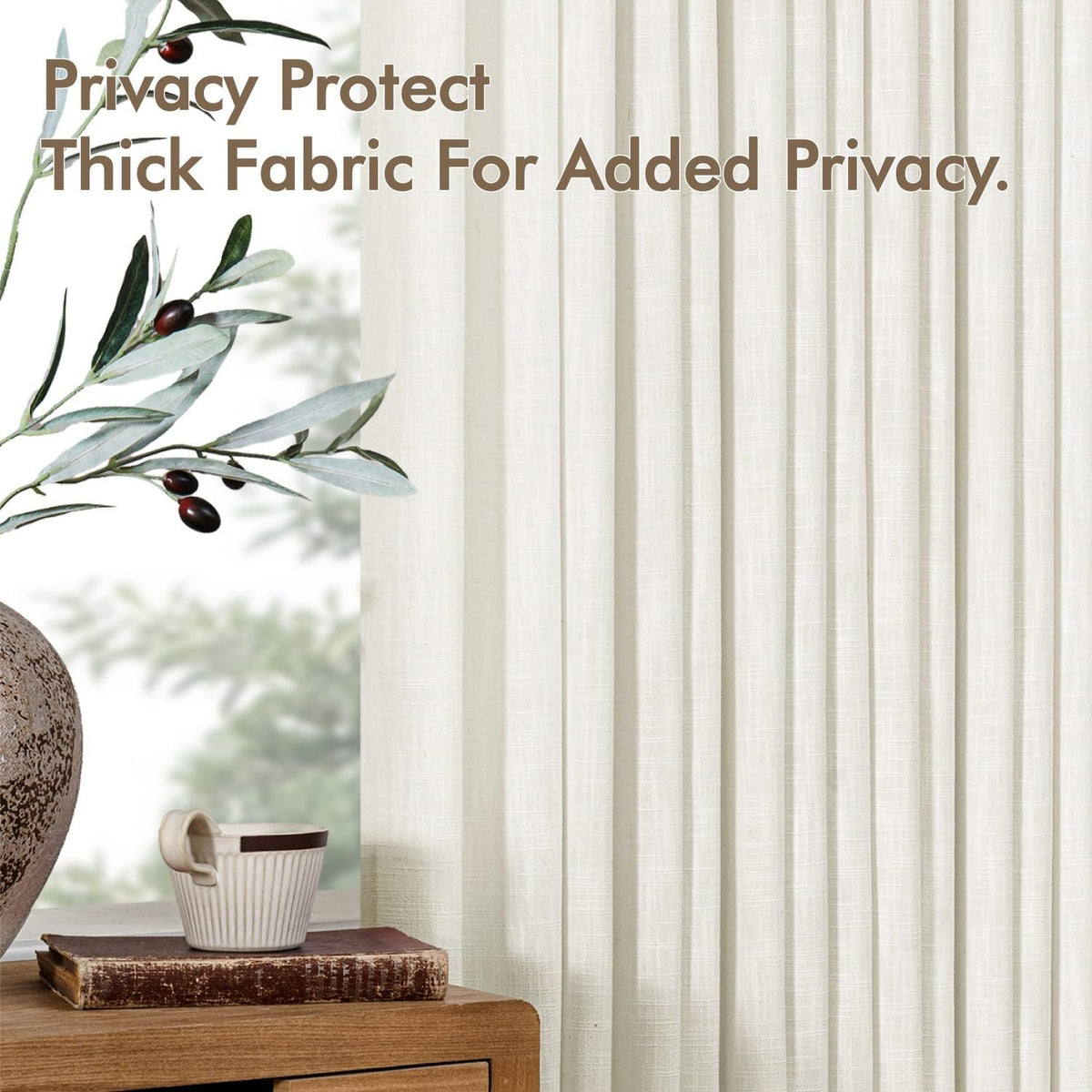 MIULEE Pinch Pleated Linen Light Filtering Curtains