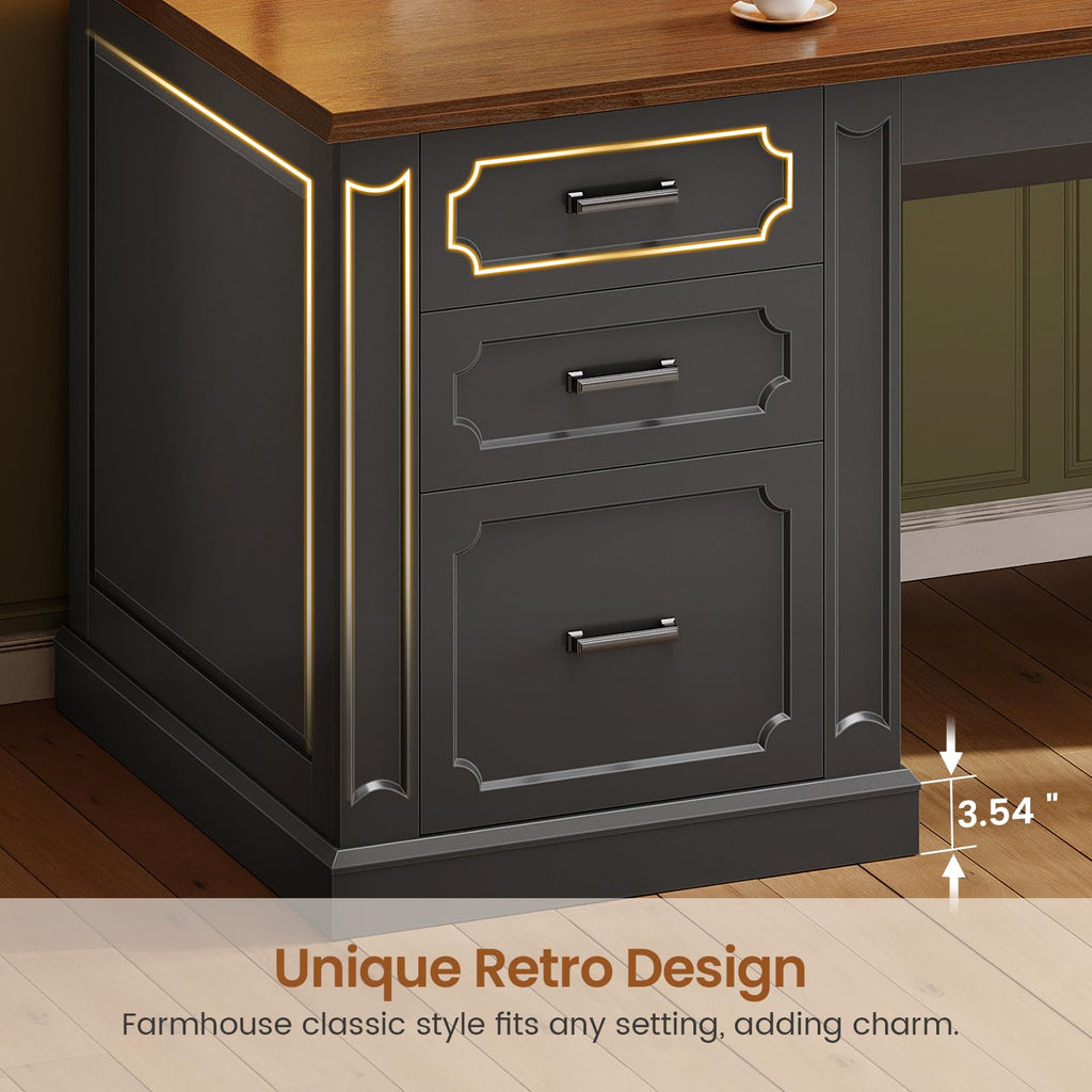 SEDETA Farmhouse Desk with Drawers for Home Office