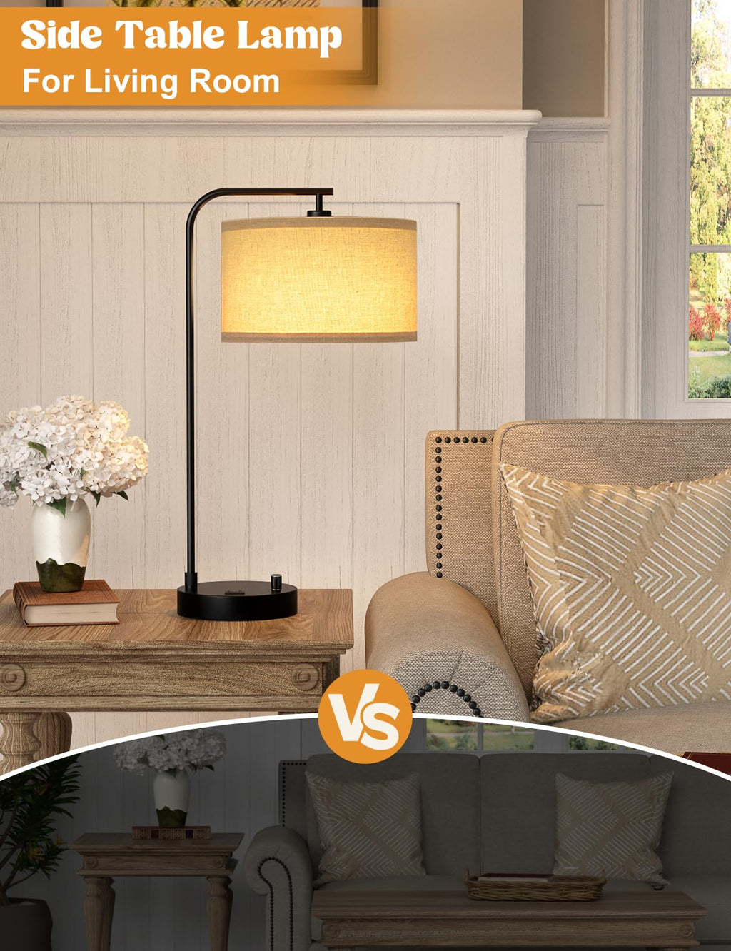 20.7-Inch Dimmable Table Lamp with USB Port & Outlet