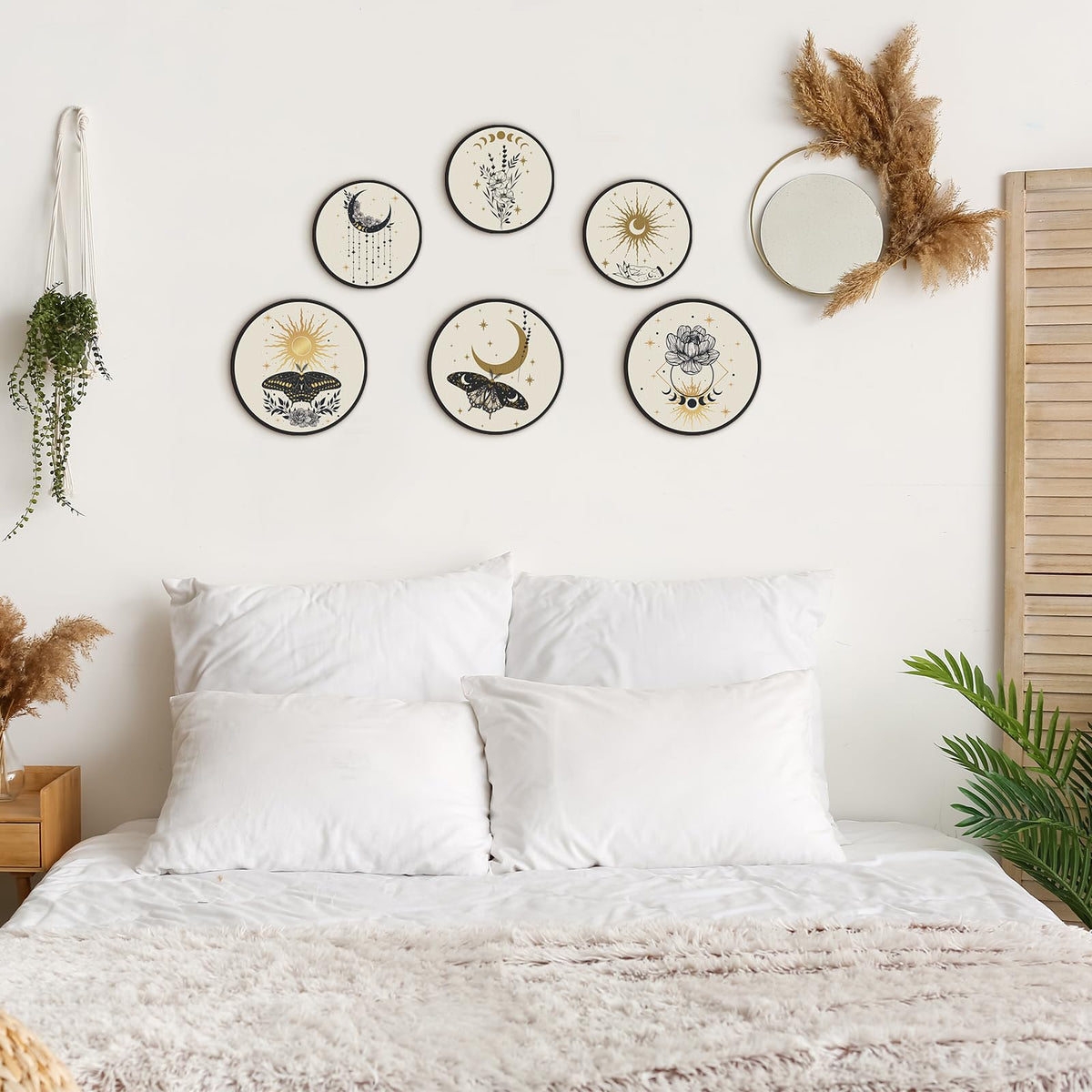 Barydat 6 Pcs Boho Wooden Plant Wall Art Decor