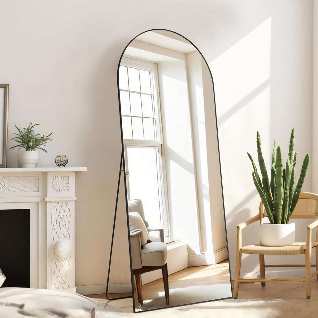 Aidoly Mirror Full Length, Upgraded Body Wall Mirrors with Shatter-Proof Glass, Floor Standing, Hanging or Leaning, Tall Mirror with Stand Aluminum Alloy Frame for Bedroom Cloakroom