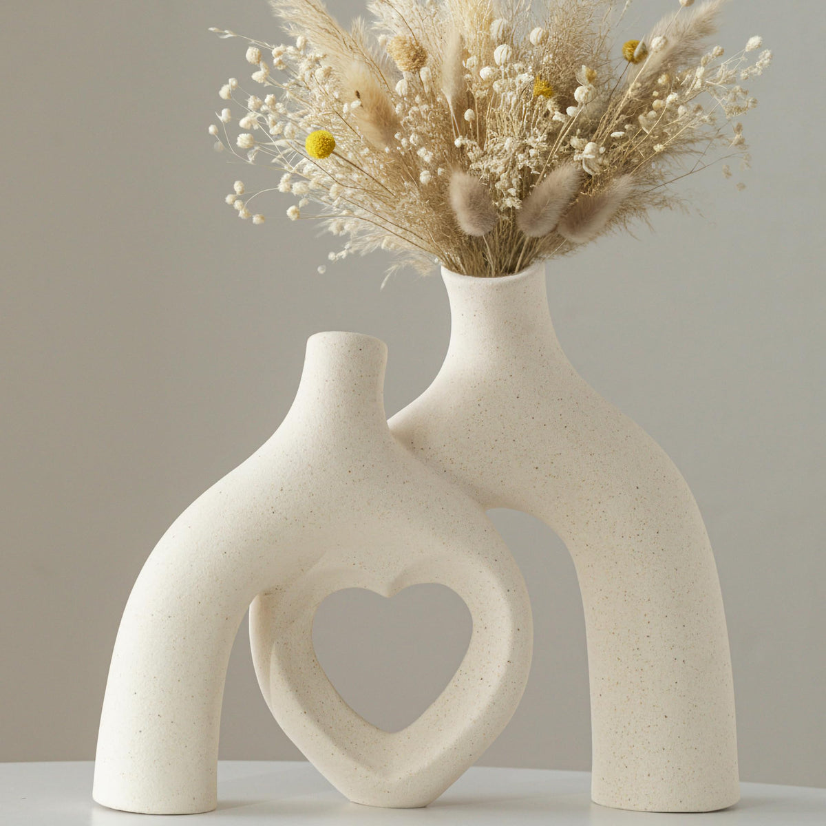 Lvases Snuggle Hollow Ceramic Decorative Vase, Modern Minimalist Nordic Boho Ins Style Vases for Home Decor Living Room Shelf Entryway Coffee Table or Console Décor