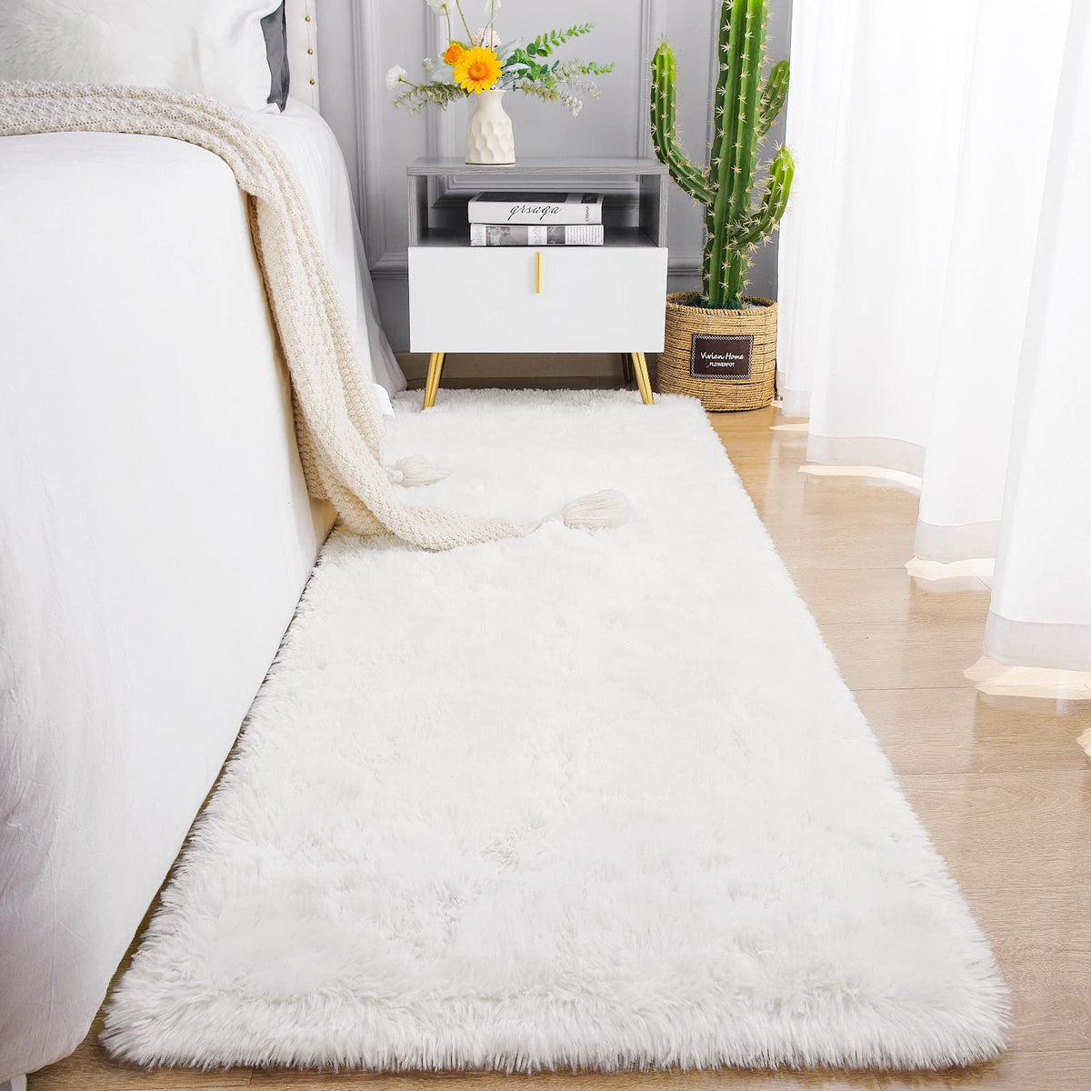 Chicrug Soft Runner Rug for Bedroom Living Room Plush Fluffy Rug 2x10