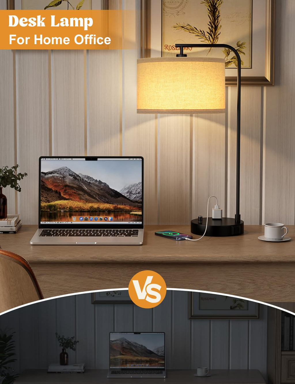 20.7-Inch Dimmable Table Lamp with USB Port & Outlet