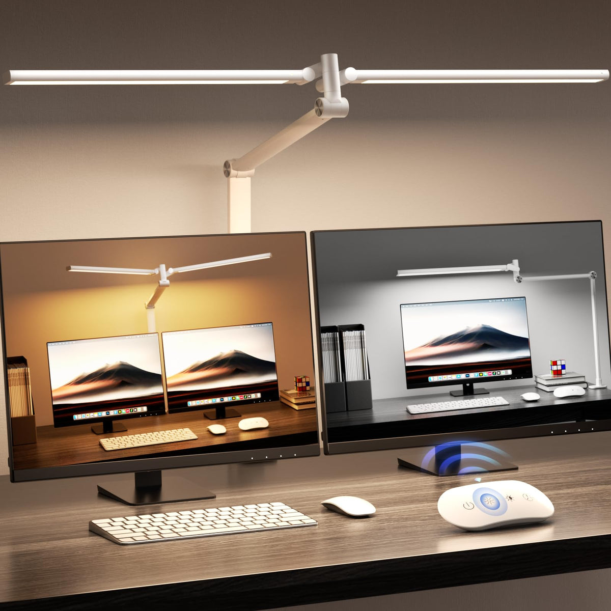 Airlonv LED Desk Lamp with Clamp, 17" Stepless Dimming Light