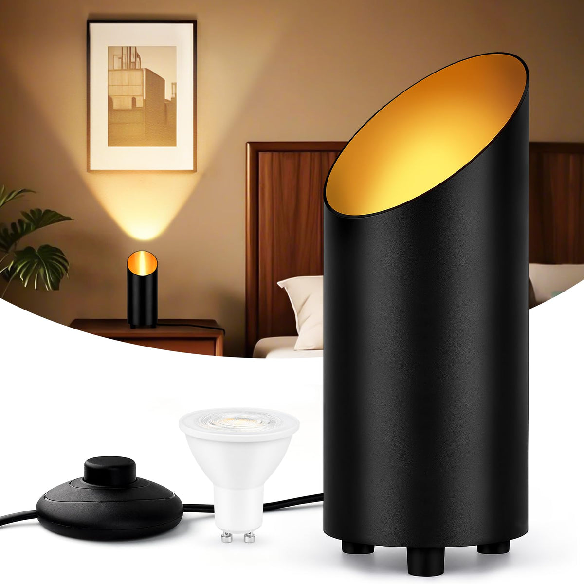 GeyouLux Uplighting Indoor Floor Can Light, 6W Up Lights with 2700K LED GU10 Bulbs