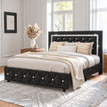 HOMBCK Bed Frame with Diamond Headboard, Faux Leather Upholstered Platform Bed, Mattress Foundation, No Box Spring Needed, Easy Assembly