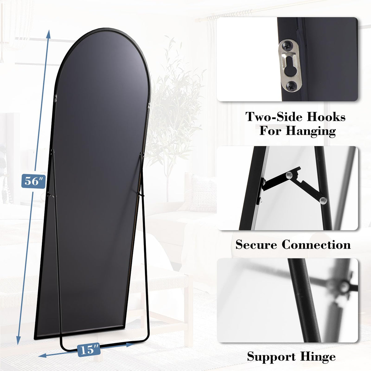 DUMOS Mirror Full Length Floor, Full Body Standing Mirror