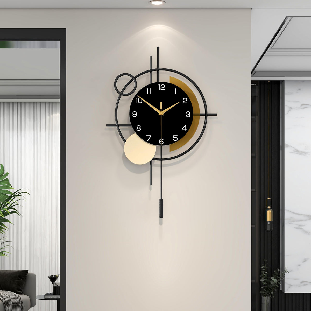 YIJIDECOR Large Wall Clocks for Living Room Decor Big Modern Wall Clock Battery Operated