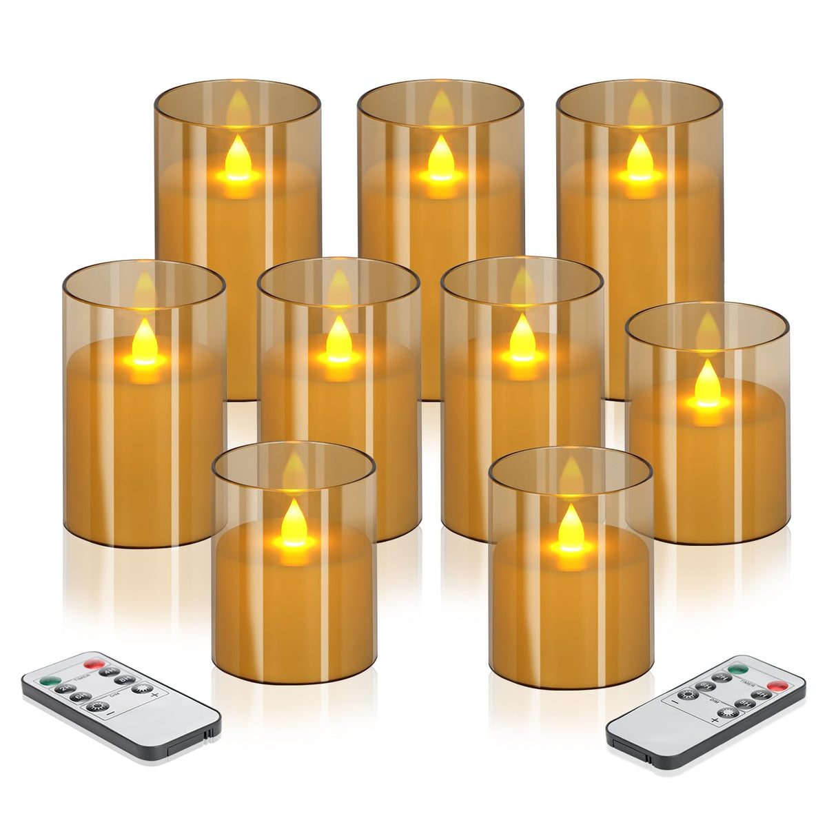 wemarry Flameless Candles 4" 5" 6" Acrylic Glass Pillars 3" Diameter Battery Operated Flickering Candles Include 8-Key Remote with Timer Function 400+ Hours