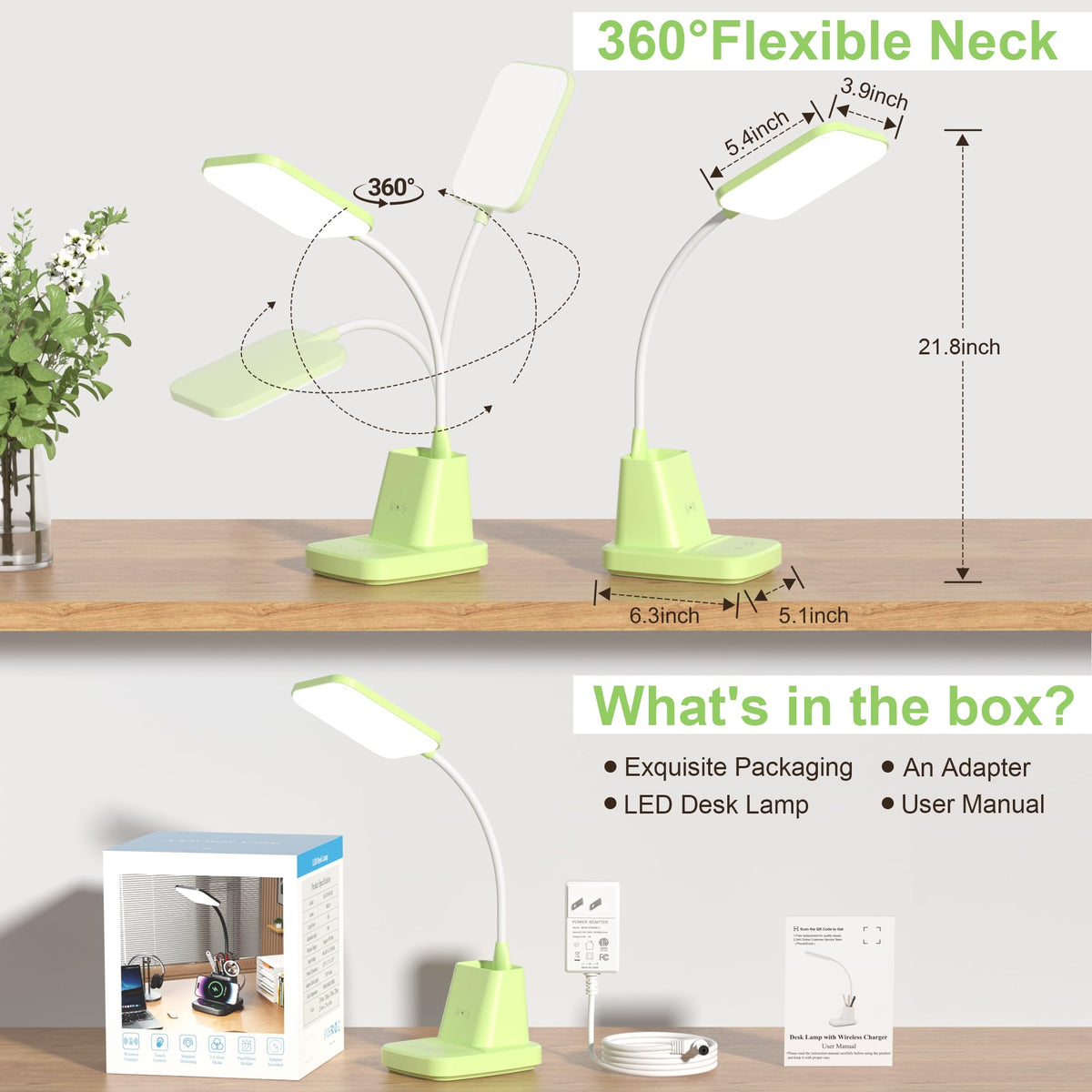 Sailstar Desk Lamp, Wireless Charger Small Desk Lamp, 3 Color Modes