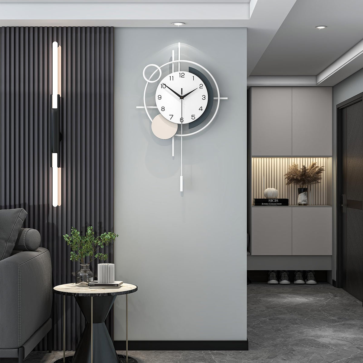 YIJIDECOR Large Wall Clocks for Living Room Decor Big Modern Wall Clock Battery Operated