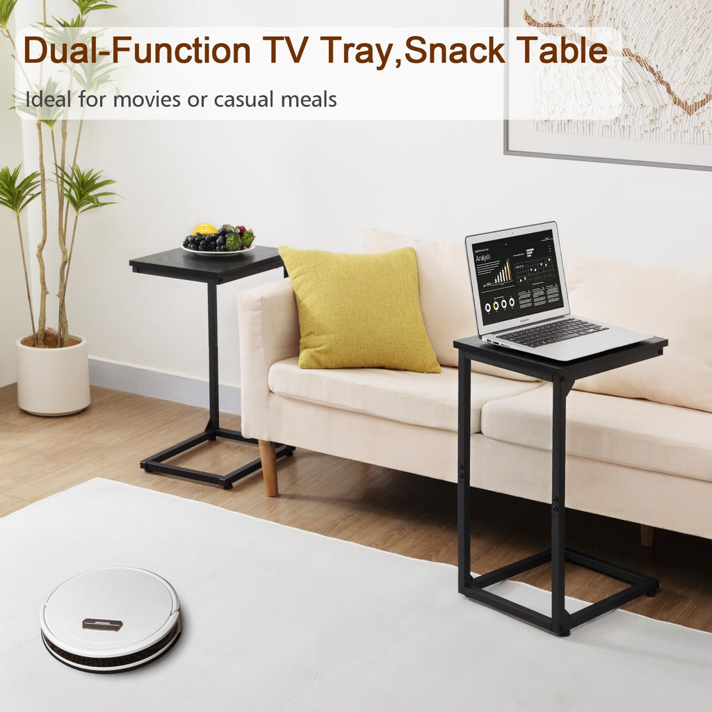 AMHANCIBLE C Shaped End Tables, TV Trays Set of 2 for Living Room