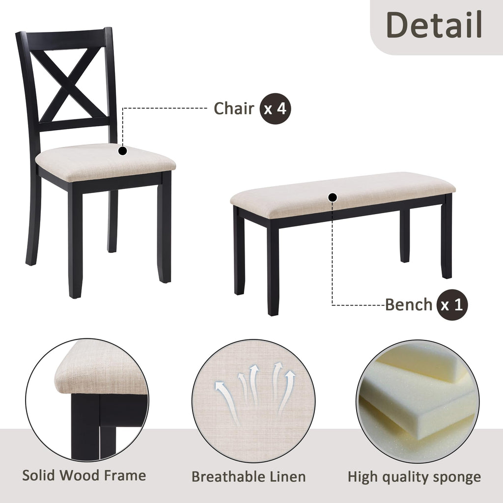 Harper & Bright Designs Wood Dining Table Set, Kitchen Furniture Set with with Table and Chairs