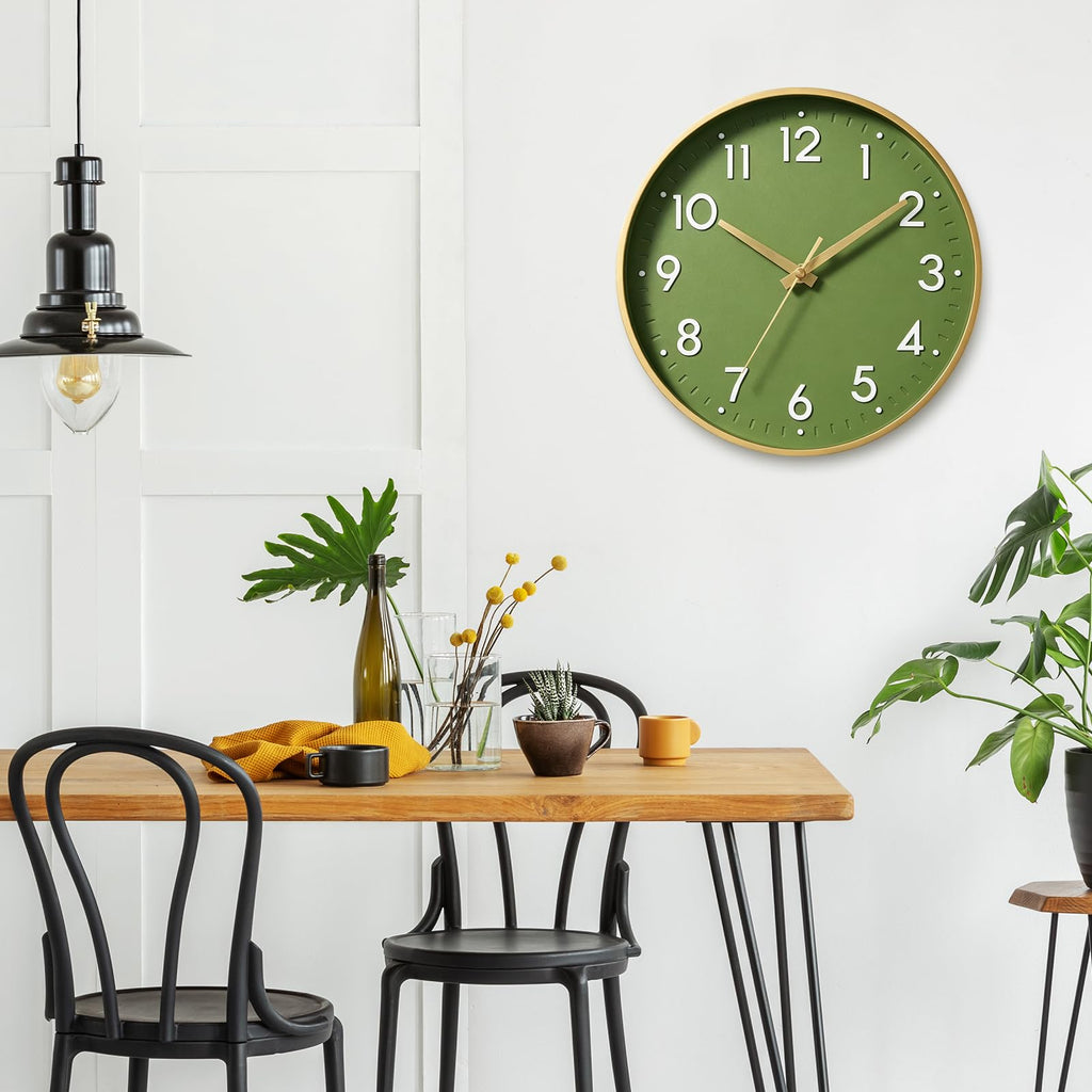 Mosewa Wall Clock, Battery Operated Silent Non-Ticking Modern Analog Clock Decorative for Kitchen, Bedroom, Office, Living Room