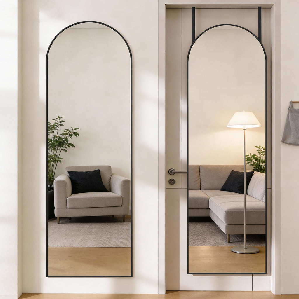 Aidoly Mirror Full Length, Upgraded Body Wall Mirrors with Shatter-Proof Glass, Floor Standing, Hanging or Leaning, Tall Mirror with Stand Aluminum Alloy Frame for Bedroom Cloakroom