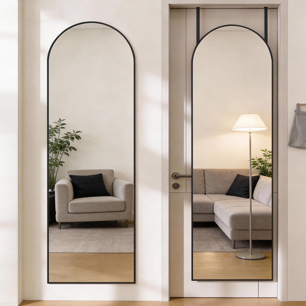 Aidoly Mirror Full Length, Upgraded Body Wall Mirrors with Shatter-Proof Glass, Floor Standing, Hanging or Leaning, Tall Mirror with Stand Aluminum Alloy Frame for Bedroom Cloakroom
