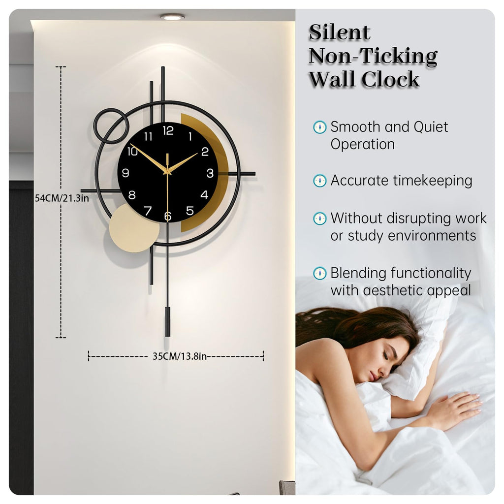 YIJIDECOR Large Wall Clocks for Living Room Decor Big Modern Wall Clock Battery Operated