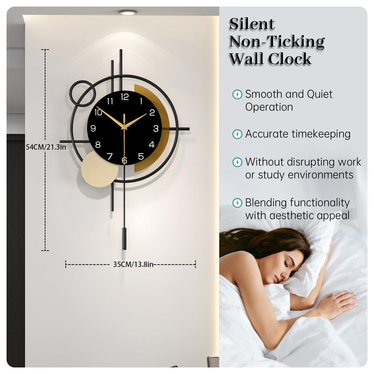 YIJIDECOR Large Wall Clocks for Living Room Decor Big Modern Wall Clock Battery Operated