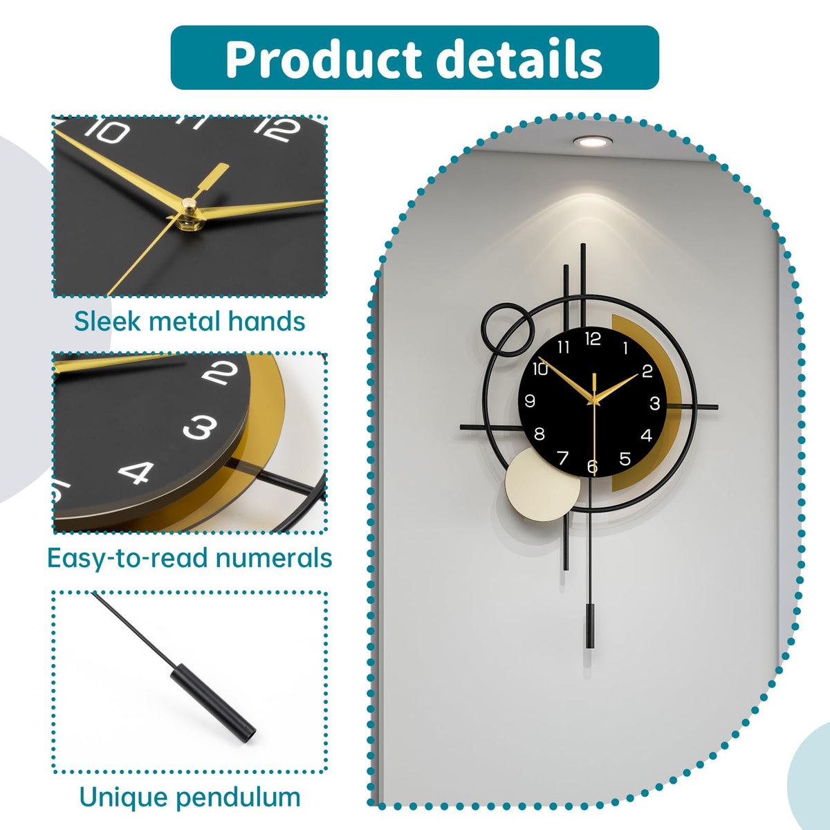 YIJIDECOR Large Wall Clocks for Living Room Decor Big Modern Wall Clock Battery Operated