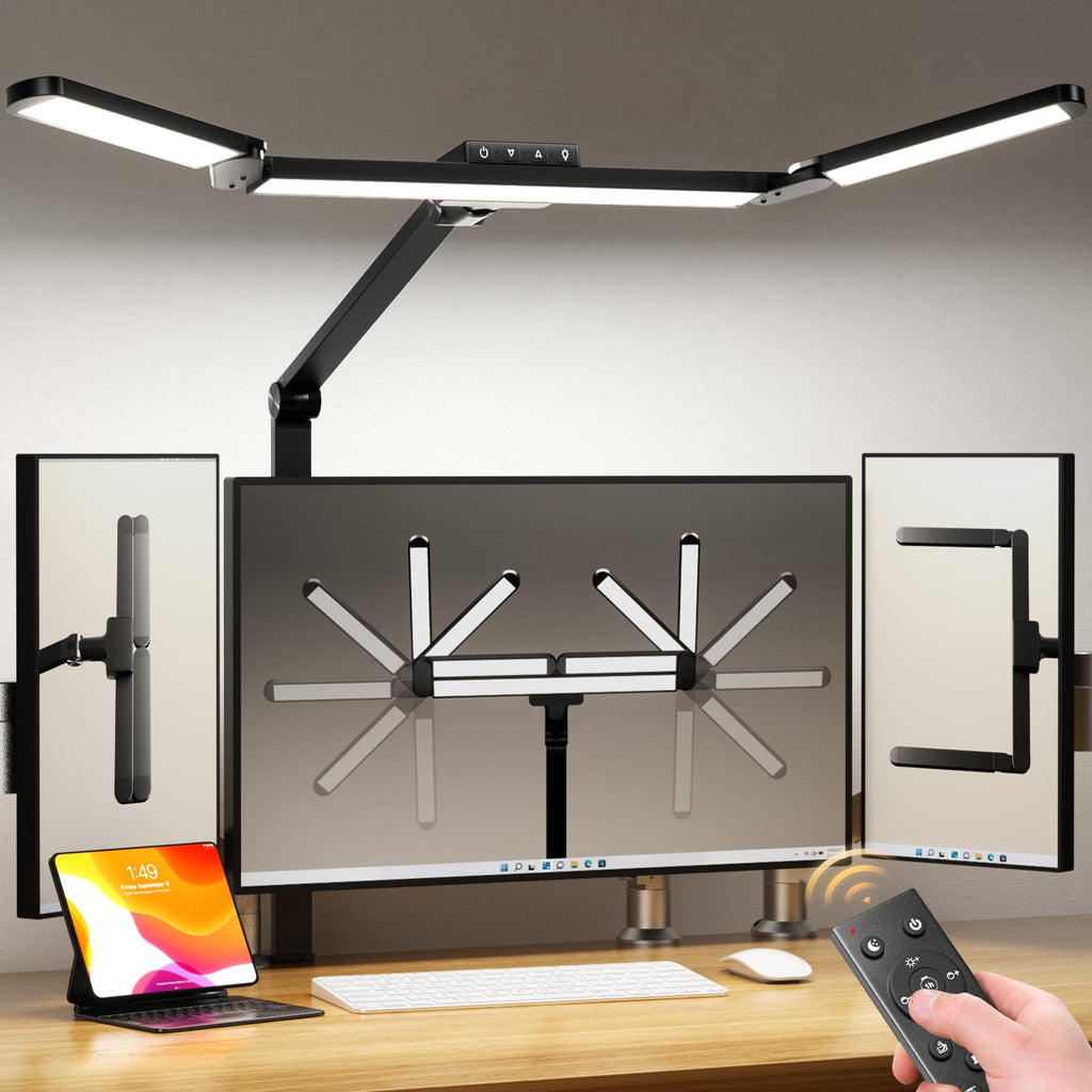 Airlonv LED Desk Lamp with Clamp, 17" Stepless Dimming Light