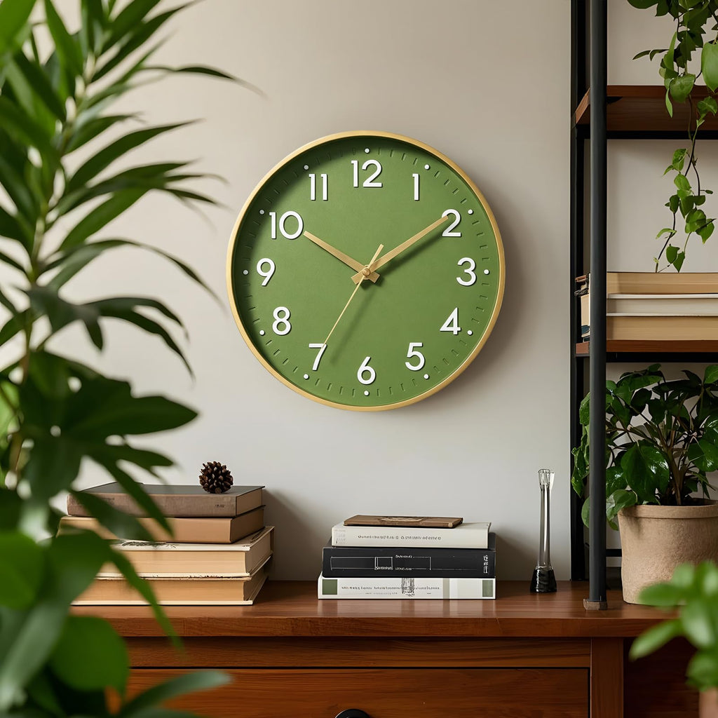 Mosewa Wall Clock, Battery Operated Silent Non-Ticking Modern Analog Clock Decorative for Kitchen, Bedroom, Office, Living Room