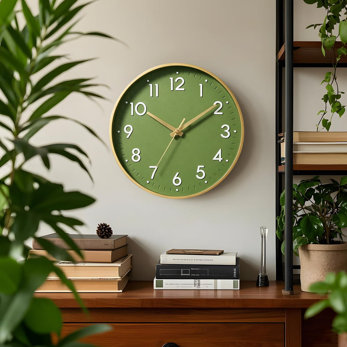 Mosewa Wall Clock, Battery Operated Silent Non-Ticking Modern Analog Clock Decorative for Kitchen, Bedroom, Office, Living Room